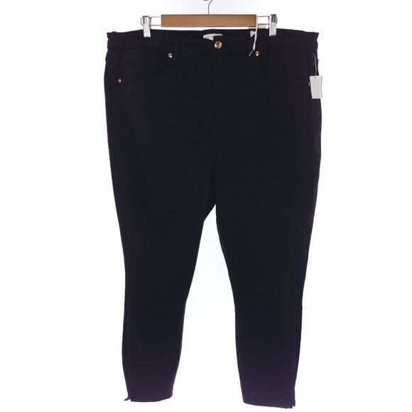 Good American Good Waist Crop Side Slit Black Jeans Womens Size 24 Black001 - Picture 1 of 12